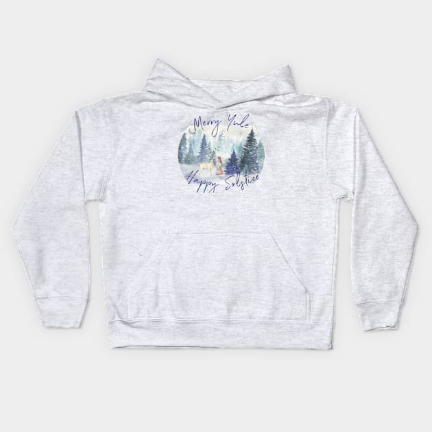 Merry Yule and Happy Solstice Kids Hoodie by Dizzy Lizzy Dreamin